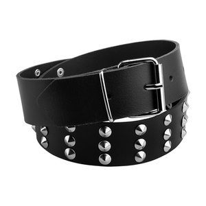 pasek z ćwiekami 3-rzędowy CONE STUD (skóra naturalna)