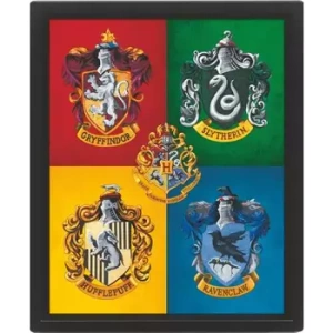 obraz w ramie 3D HARRY POTTER - COLOURFUL CRESTS