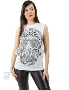 bezrękawnik damski SMILE SKULL WHITE