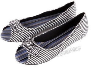 balerinki NEW AGE - BLACK/WHITE STRIPES (OX-01)