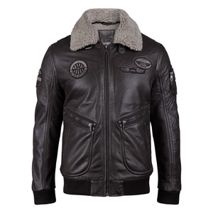 kurtka pilotka MMSTARPILOT DARK CHESTNUT, skórzana