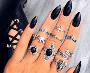 pierścionek PUNK GOTHIC, zestaw 9 szt