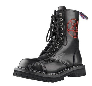 glany STEADY'S - 10 dziurek, czarne / CZERWONY PENTAGRAM (STE/10/HAFT)