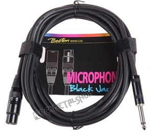 przewód mikrofonowy BOSTON "Black Jack":  XLR -  DUŻY JACK mono (6.3mm) / 5m