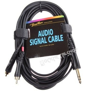 przewód audio BOSTON: 2 x RCA (cinch) -  DUŻY JACK STEREO (6.3mm) / 9m