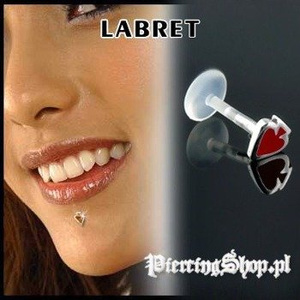 KOLCZYK DO BRODY LABRET(bioplast) PIK kolor oczka CZERWONY [LA-161]