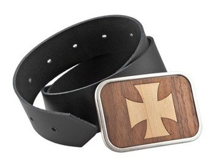 pasek z klamrą IRON CROSS MARQUETRY WALNUT/MAPLE