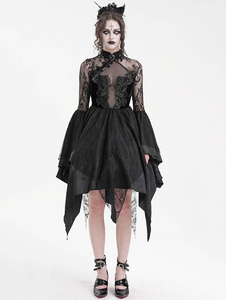 sukienka DEVIL FASHION - BLACK VINTAGE GOTHIC CHEONGSAM