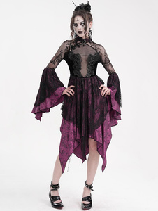 sukienka DEVIL FASHION - BLACK AND PURPLE VINTAGE GOTHIC
