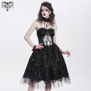 sukienka DEVIL FASHION - BLACK GOTHIC SKELETON