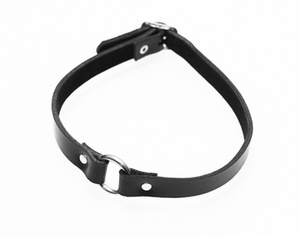 obroża BLACK z kółkiem, skóra naturalna