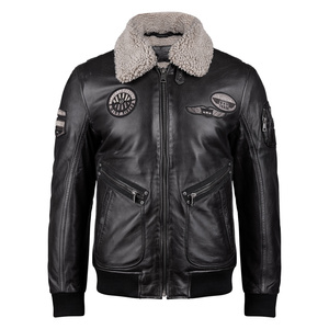 kurtka pilotka MMSTARPILOT BLACK, skórzana