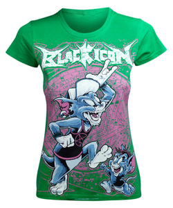 bluzka damska BLACK ICON - TOM AND JERRY zielona (DICON036 KELLY GREEN)