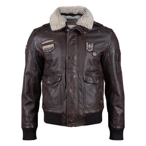 kurtka pilotka MMCRUISE DARK BROWN, skórzana