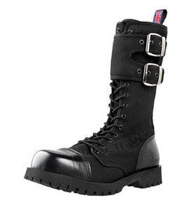 glany NEVERMIND - CZARNE (14 dziurek + 2 klamry + suwak) polerowane + canvas