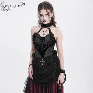 gorsetowy top DEVIL FASHION - BLACK GOTHIC FLOWER