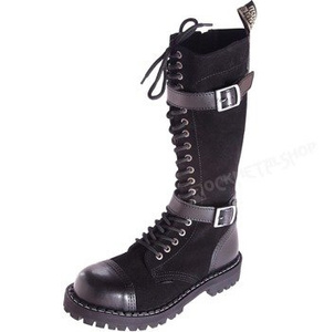 glany STEEL - BLACK (ZAMSZ/SKÓRA) (20-dziurek) suwak + 2 klamry