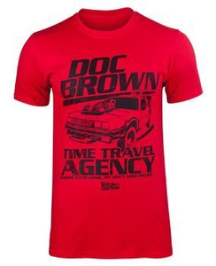 koszulka BACK TO THE FUTURE - DOC BROWN TIME TRAVEL AGENCY czerwona