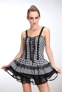 Sukienka gotycka LIVING DEAD SOULS (WHITE BLACK)