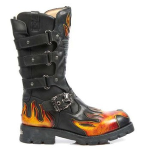 buty NEW ROCK - 7603 - C1 ITALI NEGRO Y PULIK FUEGO MOTORCYCLE NEGRO ACERO