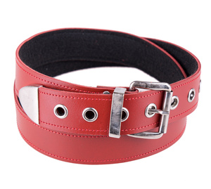 pas GŁADKI CZERWONY skóra naturalna