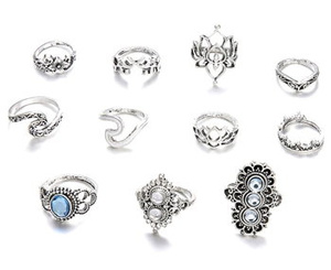 pierścionek PUNK GOTHIC, zestaw 11 szt