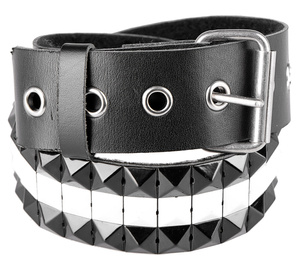 pasek z ćwiekami PYRAMID 3-RZĘDY, skóra ekologiczna