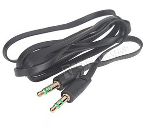 przewód audio płaski FAT SLIM  - JACK /JACK stereo mały (3.5mm) / 1m czarny