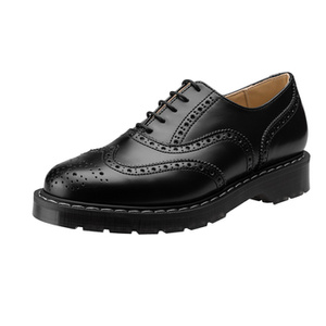 półbuty SOLOVAIR - 5 EYE OXFORD 'ENGLISH' BROGUE SHOE (BLACK HI-SHINE) S5-811-BK-G