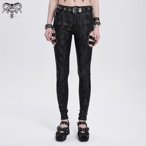 spodnie damskie DEVIL FASHION - BLACK GOTHIC PUNK SKULL