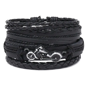 bransoletka BOHO BLACK - MOTORCYCLE, zestaw 4 bransoletek