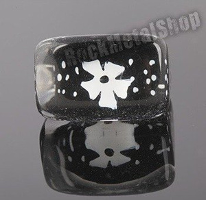 pierścień FLORAL czarny