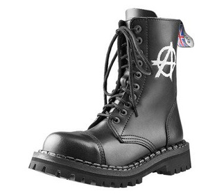 glany STEADY'S - 10 dziurek, czarne / ANARCHY BIAŁA (STE/10/HAFT)