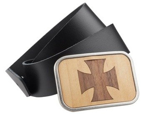 pasek z klamrą IRON CROSS MARQUETRY WALNUT/MAPLE