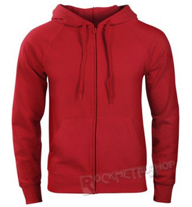 bluza FRUIT OF THE LOOM - RED bez nadruku, rozpinana z kapturem