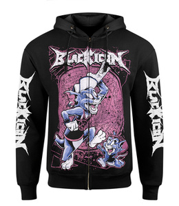 bluza BLACK ICON - TOM AND JERRY czarna, rozpinana z kapturem (HZICON036BLK)