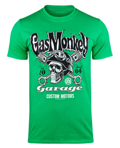koszulka GAS MONKEY GARAGE - CUSTOM  MOTORS SKULL zielona