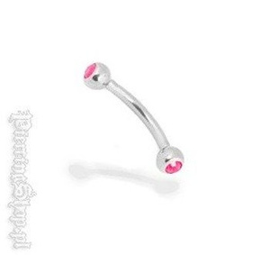 TYTANOWY KOLCZYK DO BRWI podwójne oczko różowe [TMBNDJ]