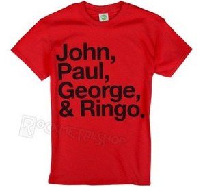 koszulka THE BEATLES - JOHN, PAUL, GEORGE & RINGO czerwona