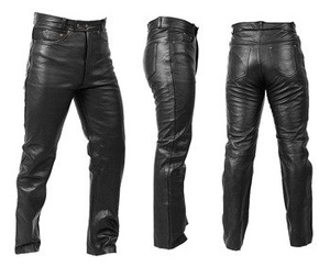 spodnie skórzane RYPARD Black, proste, USZKODZONE