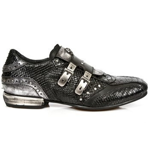 buty NEW ROCK PITON NEGRO ITALI NEGRO BOX PLANE SNOT TACON ACERO [2715-C5]