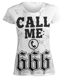 bluzka damska AMENOMEN - CALL ME: 666 (OMEN144DA WHITE ALLPRINT BLACK)