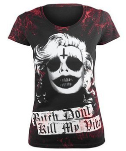 bluzka damska AMENOMEN - BITCH DON'T KILL MY VIBE (OMEN063DA ALLPRINT RED)