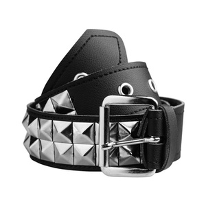 pasek z ćwiekami PYRAMID 2-rzędowy gęsty, skóra ekologiczna