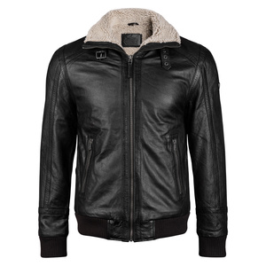 kurtka pilotka MMFYOL ANTIQUE BLACK, skórzana