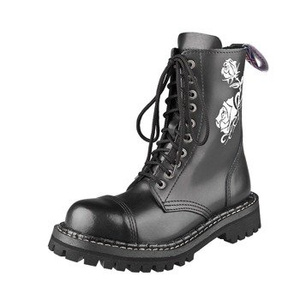 glany STEADY'S - 10 dziurek, czarne / BIAŁA RÓŻA (STE/10/HAFT)