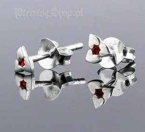 kolczyki do uszu SERCE KWIAT CZER
