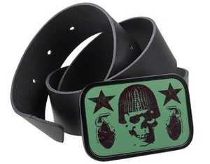 pasek z klamrą SKULL W/GRENADE