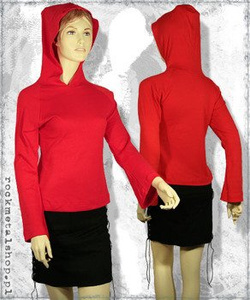 bluzka damska CZERWONA z kapturem