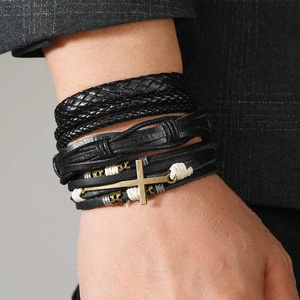 bransoletka BOHO BLACK - CROSS, zestaw 4 bransoletek